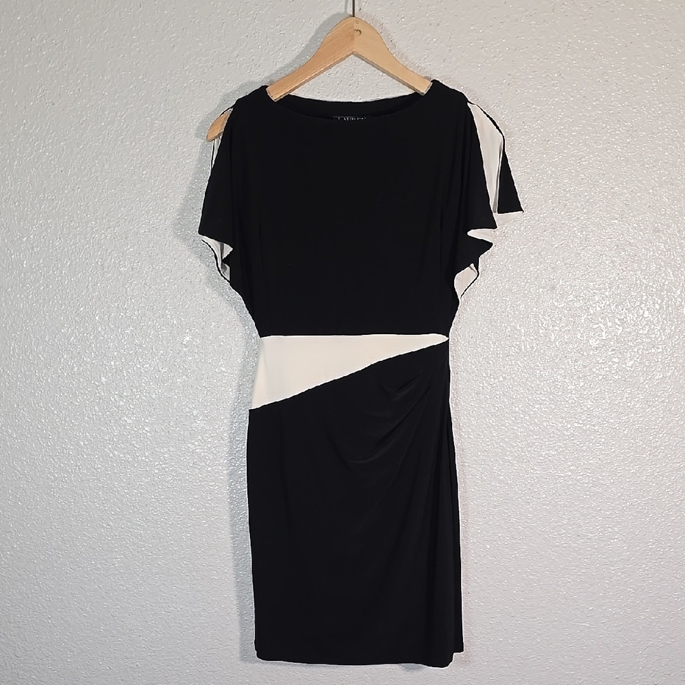 Ralph Lauren Elegant Black and White Midi Dress Size 2p